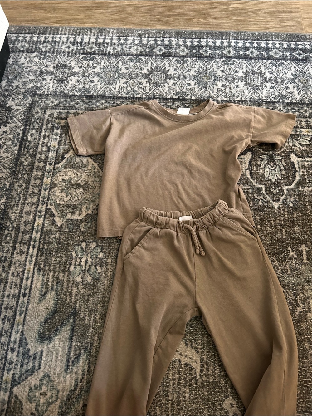 Zara Kids Taupe Brown Tee & Jogger Set
